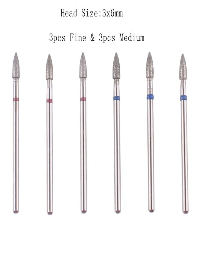 MZCMSL 6pcs Cone Cuticle Drill Bits with Case, Pro Diamond Nail Bit for Russian Manicure, 3/32 Shank efile Bit Set (Fine+Medium) - Image 2